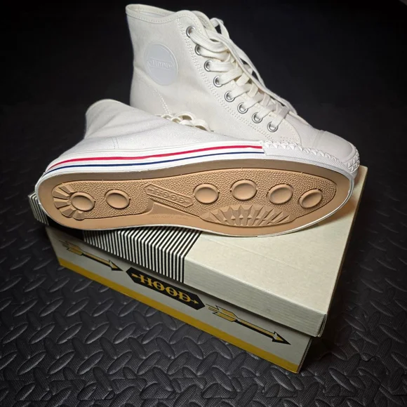 Unisex Hood High Top Canvas Sneakers White/Tan Size 8.5 - Picture 6 of 7